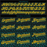 Custom Black Yellow-Teal 3D Pattern Design Gradient Leopard Print Authentic Baseball Jersey
