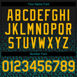 Custom Black Yellow-Teal 3D Pattern Design Gradient Leopard Print Authentic Baseball Jersey