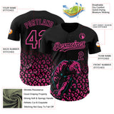 Custom Black Pink 3D Pattern Design Gradient Leopard Print Authentic Baseball Jersey