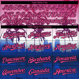 Custom Pink Blue Black-White 3D Gradient Miami Palm Trees City Edition Authentic Baseball Jersey