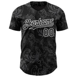 Custom Black White 3D Pattern Design Flower Authentic Baseball Jersey