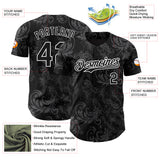Custom Black White 3D Pattern Design Flower Authentic Baseball Jersey