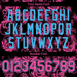 Custom Black Pink-Sky Blue 3D Pattern Design Flower Authentic Baseball Jersey
