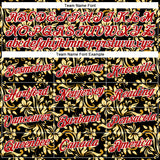 Custom Stitched Black Red-White 3D Pattern Design Golden Subtle Floral Sports Pullover Sweatshirt Hoodie