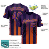 Custom Purple Orange-Bay Orange 3D Pattern Design Sunset Gradient Stripe Sport Wear Performance T-Shirt