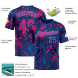 Custom Blue Hot Pink Red-Powder Blue 3D Pattern Design Abstract Splash Stripe Sport Wear Performance T-Shirt