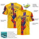 Custom Yellow Red-Dark Purple 3D Pattern Design Color Block Stripe Sport Wear Performance T-Shirt