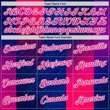 Custom Blue Hot Pink Red-White 3D Pattern Design Neon Stripe Sport Wear Performance T-Shirt