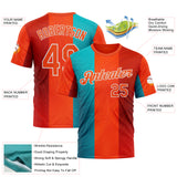 Custom Orange Blue-White 3D Pattern Design Neon Stripe Sport Wear Performance T-Shirt