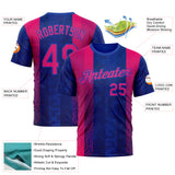 Custom Blue Hot Pink Red-Thunder Blue 3D Pattern Design Neon Stripe Sport Wear Performance T-Shirt