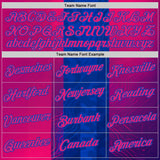Custom Blue Hot Pink Red-Thunder Blue 3D Pattern Design Neon Stripe Sport Wear Performance T-Shirt