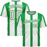 Custom White Green-Grass Green 3D Pattern Design Mexico Stripe Sport Wear Performance T-Shirt