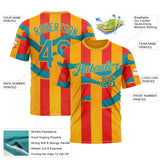 Custom Yellow Panther Blue-Red 3D Pattern Design Color Block Stripe Sport Wear Performance T-Shirt