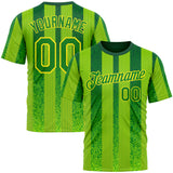 Custom Green Grass Green Yellow-Light Yellow 3D Pattern Design Brazil Stripe Sport Wear Performance T-Shirt