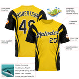 Custom Yellow Black-White 3D Pattern Design Germany Color Block Sport Wear Performance T-Shirt