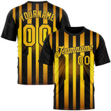 Custom Black Yellow 3D Pattern Design Germany Stripe Sport Wear Performance T-Shirt
