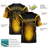 Custom Black Yellow 3D Pattern Design Germany Color Block Sport Wear Performance T-Shirt