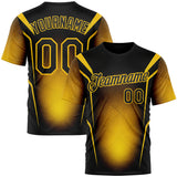 Custom Black Yellow 3D Pattern Design Germany Color Block Sport Wear Performance T-Shirt
