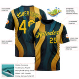 Custom Blue Yellow-Green 3D Pattern Design Color Block Sport Wear Performance T-Shirt