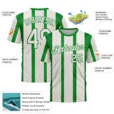 Custom White Green-Grass Green 3D Pattern Design Mexico Stripe Sport Wear Performance T-Shirt
