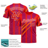 Custom Red Fire Red-White 3D Pattern Design Neon Stripe Sport Wear Performance T-Shirt