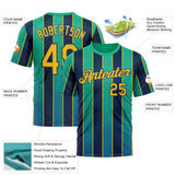 Custom Green Yellow-US Navy Blue 3D Pattern Design Stripe Sport Wear Performance T-Shirt