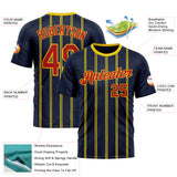 Custom Blue Red-Yellow 3D Pattern Design Milan Stripe Sport Wear Performance T-Shirt
