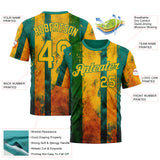 Custom Green Yellow-Kelly Green 3D Pattern Design Brazil Stripe Sport Wear Performance T-Shirt