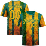 Custom Green Yellow-Kelly Green 3D Pattern Design Brazil Stripe Sport Wear Performance T-Shirt
