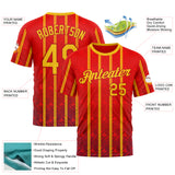 Custom Red Yellow 3D Pattern Design Spain Stripe Sport Wear Performance T-Shirt