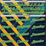 Custom Blue Teal-Yellow 3D Pattern Design Brazil Geometric Shape Sport Wear Performance T-Shirt
