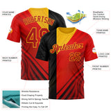 Custom Red Black-Yellow 3D Pattern Design Germany Sport Wear Performance T-Shirt