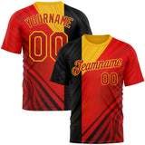 Custom Red Black-Yellow 3D Pattern Design Germany Sport Wear Performance T-Shirt