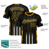 Custom Black Yellow 3D Pattern Design Germany Stripe Sport Wear Performance T-Shirt