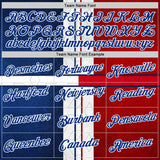 Custom Stitched White Royal Blue-Red 3D Pattern Design American Inspired Geometric Shape Sportswear Pullover Sweatshirt Hoodie