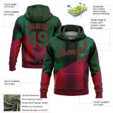 Custom Stitched Green Kelly Green-Red 3D Pattern Design Mexico Abstract Sports Wear Pullover Sweatshirt Hoodie