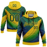Custom Stitched Yellow Green 3D Pattern Design Brazil Inspired Tribal Sportswear Pullover Sweatshirt Hoodie