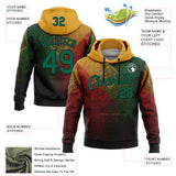 Custom Stitched Yellow Kelly Green Red-Black 3D Pattern Design Brazil Mexico Inspired Geometric Tribal Sports Wear Pullover Sweatshirt Hoodie