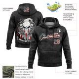 Custom Stitched Black Vintage USA Flag-White 3D American Flag Retro Distressed Veteran Skull Grunge Sports Pullover Sweatshirt Hoodie