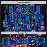 Custom Black Dark Purple-Lakes Blue 3D Halloween Spooky Pumpkin Authentic Baseball Jersey