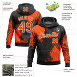 Custom Stitched Black Orange-White 3D Pattern Design Abstract Brush Stroke Sports Pullover Sweatshirt Hoodie