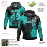 Custom Stitched Black Aqua-White 3D Pattern Design Abstract Brush Stroke Sports Pullover Sweatshirt Hoodie