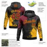 Custom Stitched Black Crimson-Gold 3D Pattern Design Abstract Brush Stroke Sports Pullover Sweatshirt Hoodie