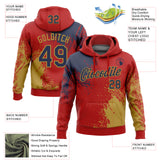 Custom Stitched Red Navy-Old Gold 3D Pattern Design Abstract Brush Stroke Sports Pullover Sweatshirt Hoodie