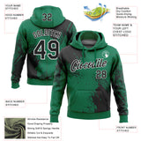 Custom Stitched Kelly Green Black-White 3D Pattern Design Abstract Brush Stroke Sports Pullover Sweatshirt Hoodie