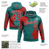 Custom Stitched Teal Red-White 3D Pattern Design Abstract Brush Stroke Sports Pullover Sweatshirt Hoodie