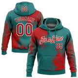 Custom Stitched Teal Red-White 3D Pattern Design Abstract Brush Stroke Sports Pullover Sweatshirt Hoodie