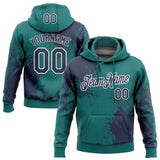Custom Stitched Teal Navy-White 3D Pattern Design Abstract Brush Stroke Sports Pullover Sweatshirt Hoodie