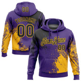 Custom Stitched Purple Black-Gold 3D Pattern Design Abstract Brush Stroke Sports Pullover Sweatshirt Hoodie