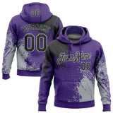 Custom Stitched Purple Black-Gray 3D Pattern Design Abstract Brush Stroke Sports Pullover Sweatshirt Hoodie